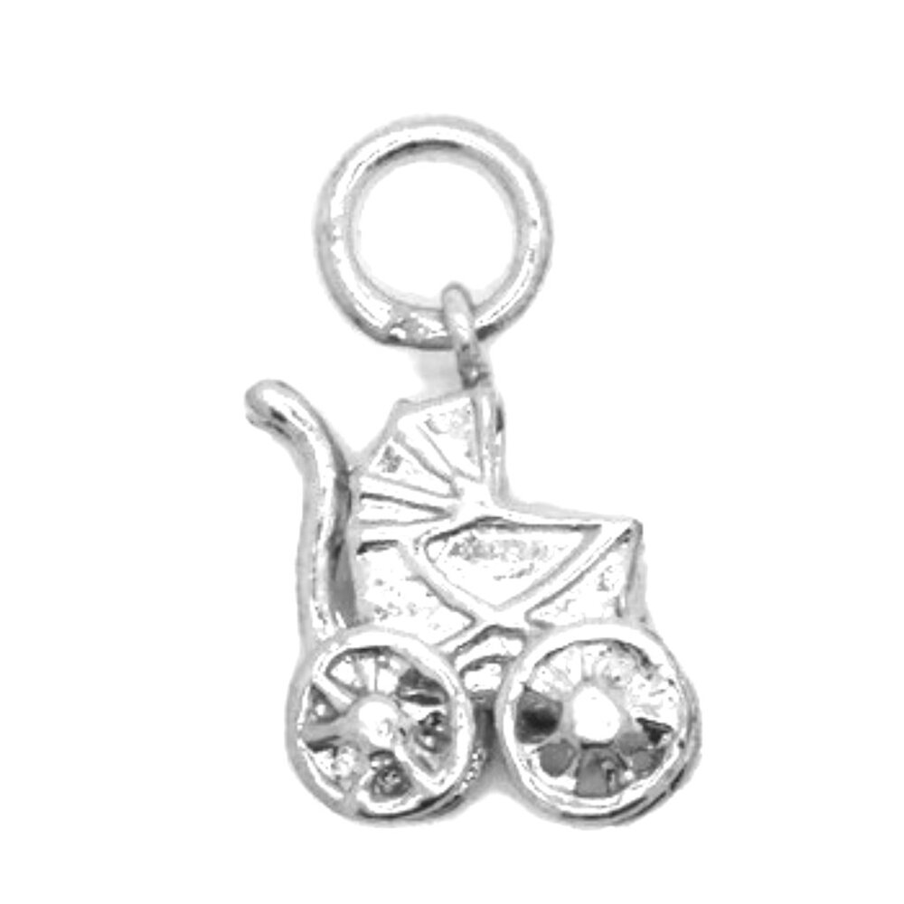 .925 Vintage Stroller Sterling Silver Pendant Charm